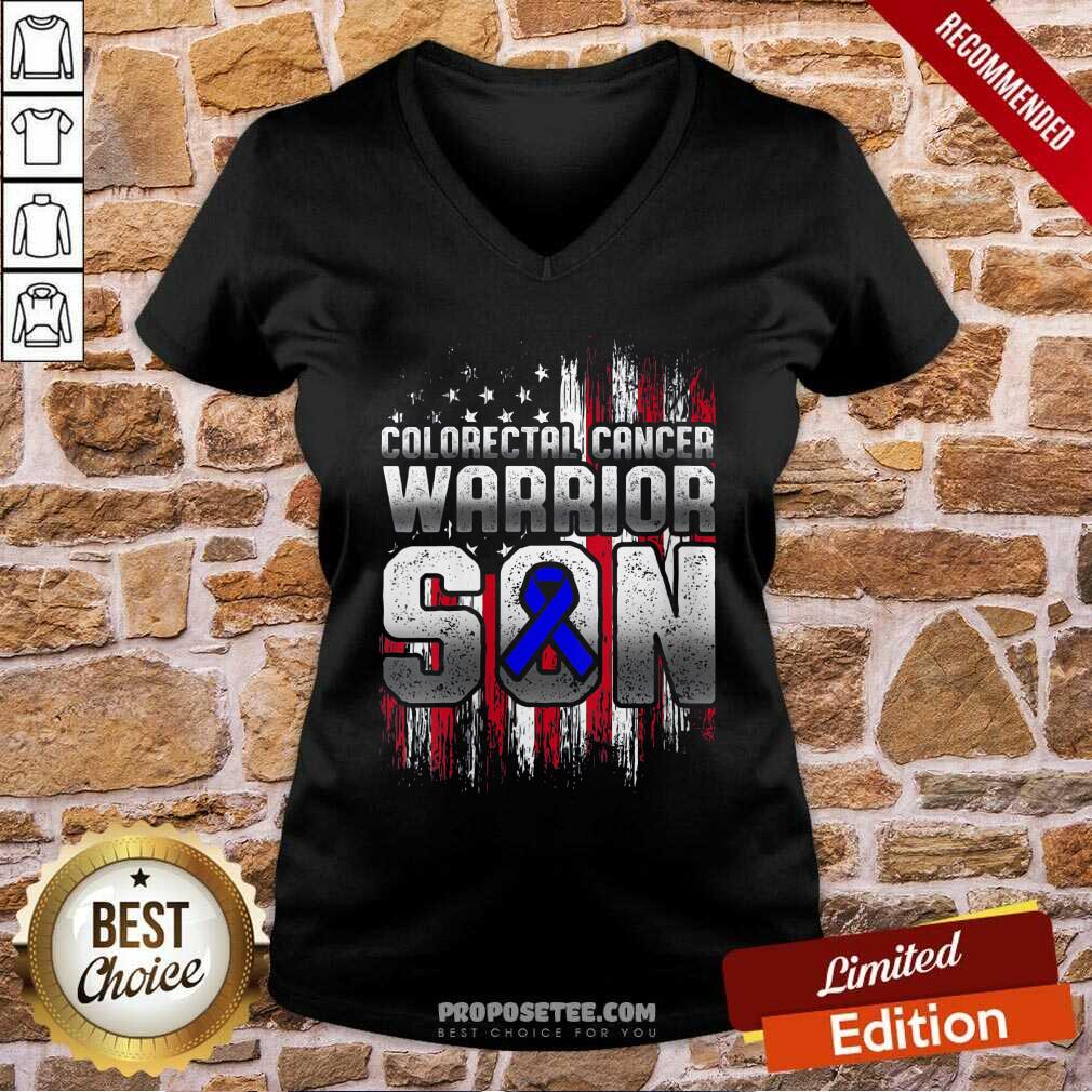 Nice Colorectal Cancer Warrior Son Ribbon American Flag Shirt
