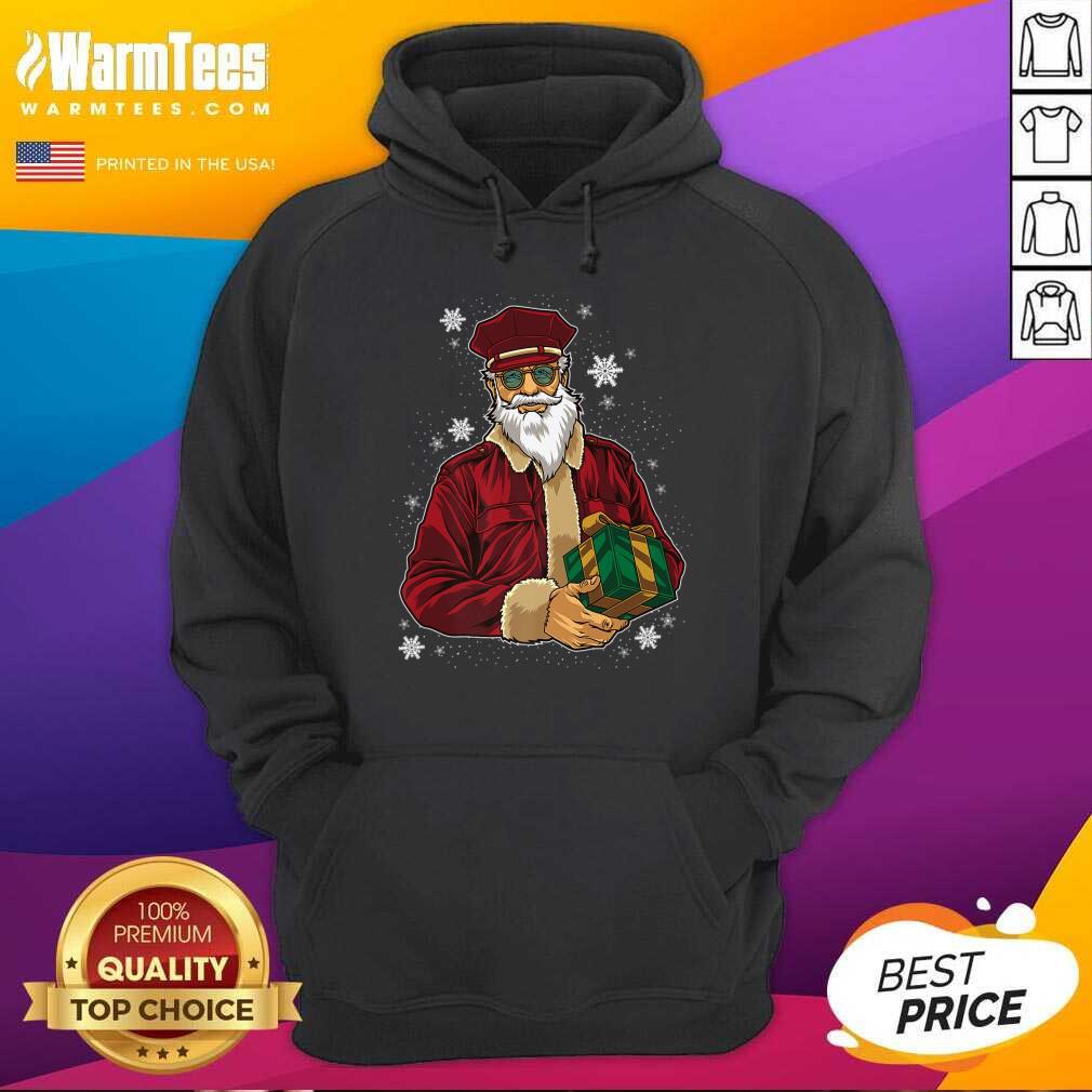 Nice Cool Santa Police Officer Giving Gift On Ugly Christmas Shirt