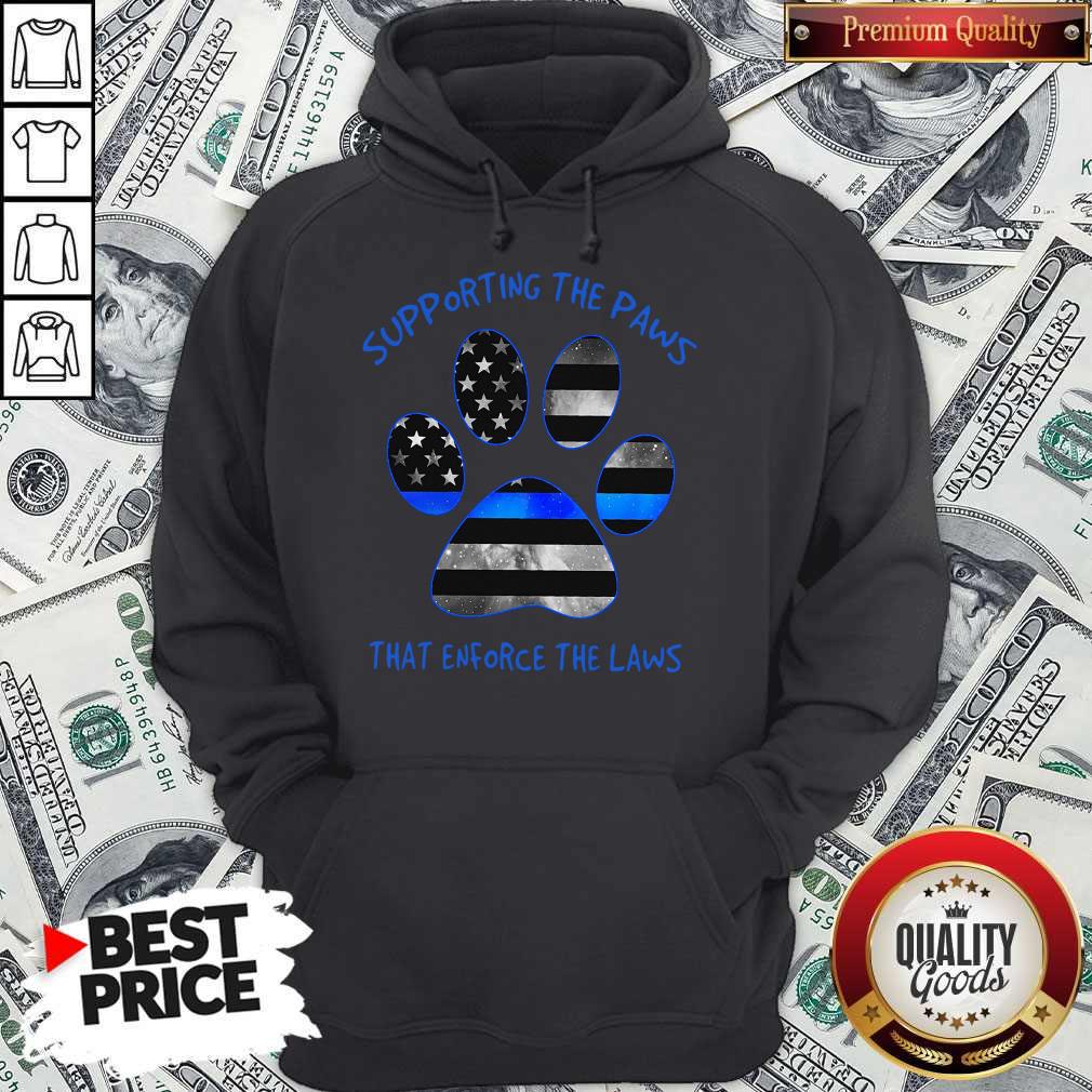 Nice Dog Paw Supporting The Paws That Enforce The Laws American Flag Shirt