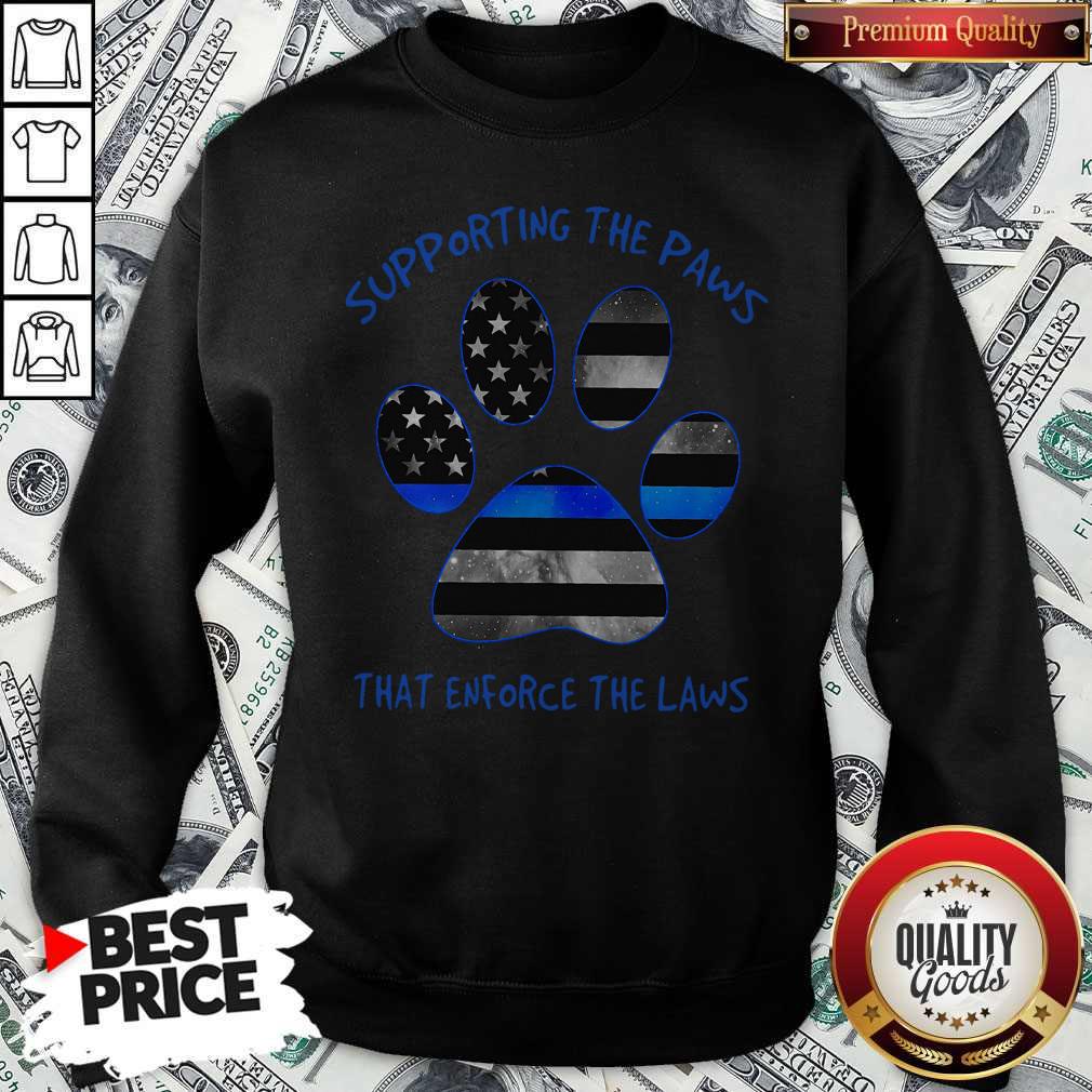 Nice Dog Paw Supporting The Paws That Enforce The Laws American Flag Shirt