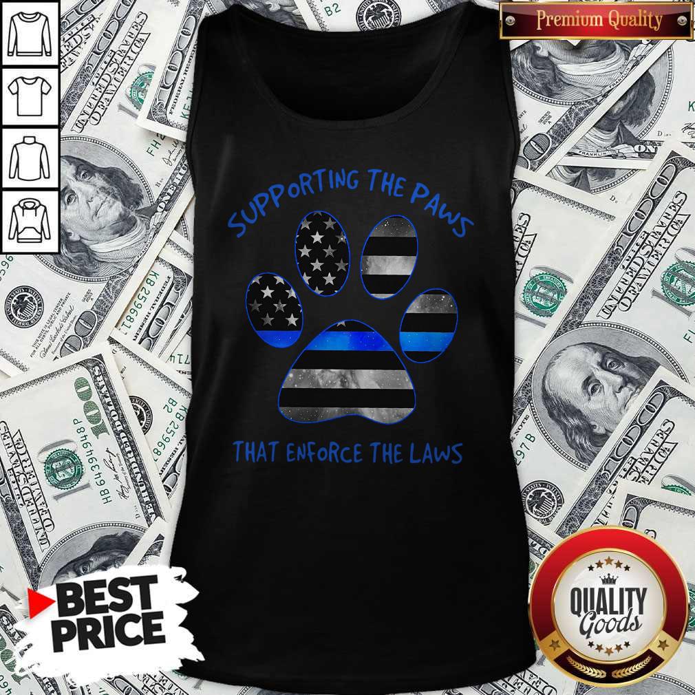 Nice Dog Paw Supporting The Paws That Enforce The Laws American Flag Shirt