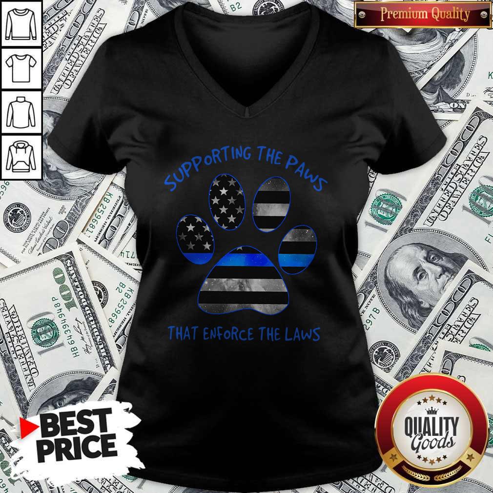 Nice Dog Paw Supporting The Paws That Enforce The Laws American Flag Shirt