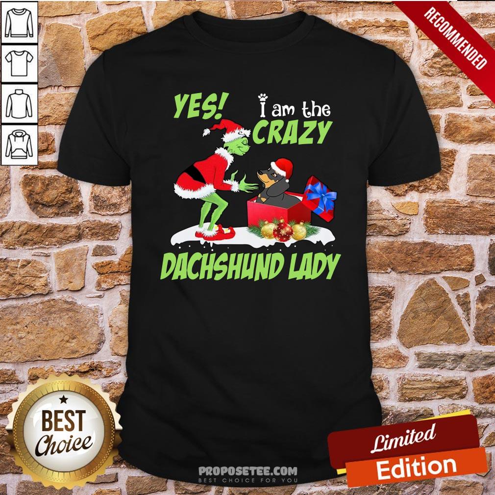Nice Grinch I Am The Crazy Dachshund Lady Christmas Shirt