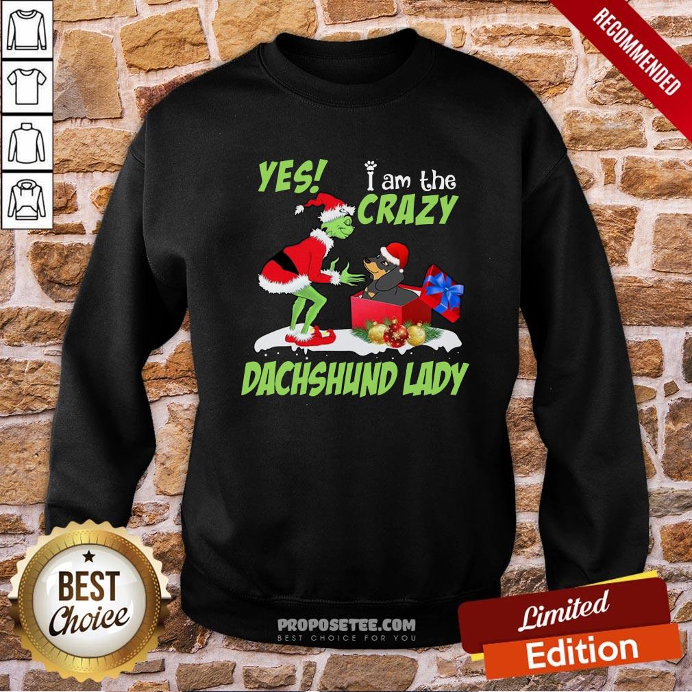 Nice Grinch I Am The Crazy Dachshund Lady Christmas Shirt