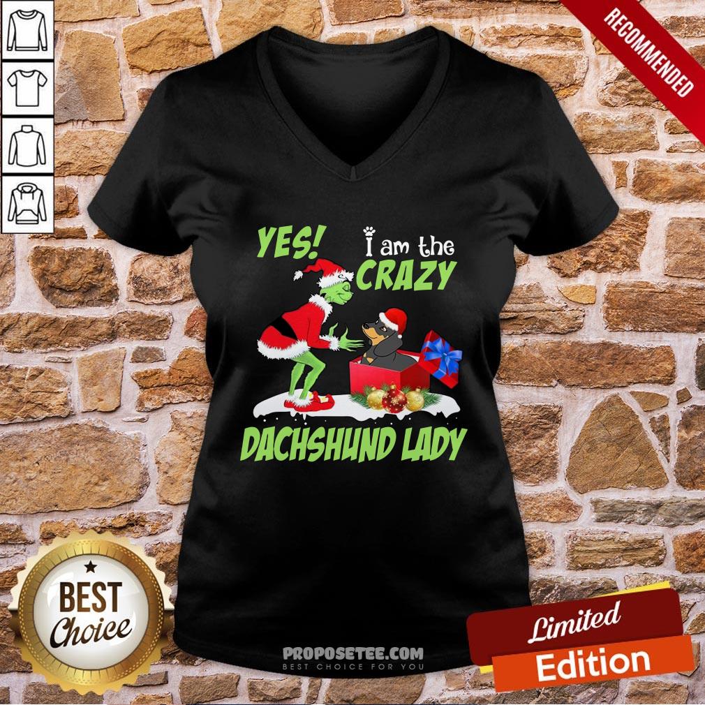 Nice Grinch I Am The Crazy Dachshund Lady Christmas Shirt