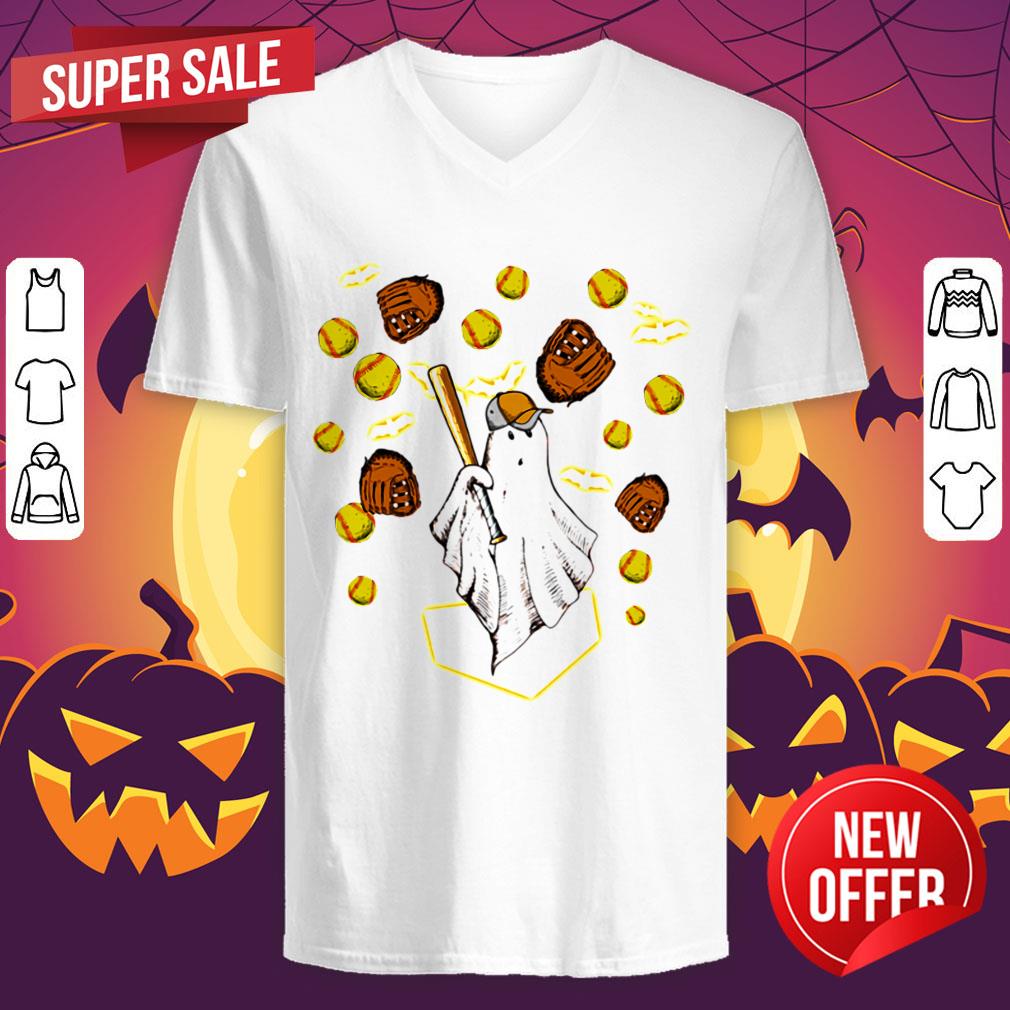 Nice Halloween Ghost Playing Softball Shirt
