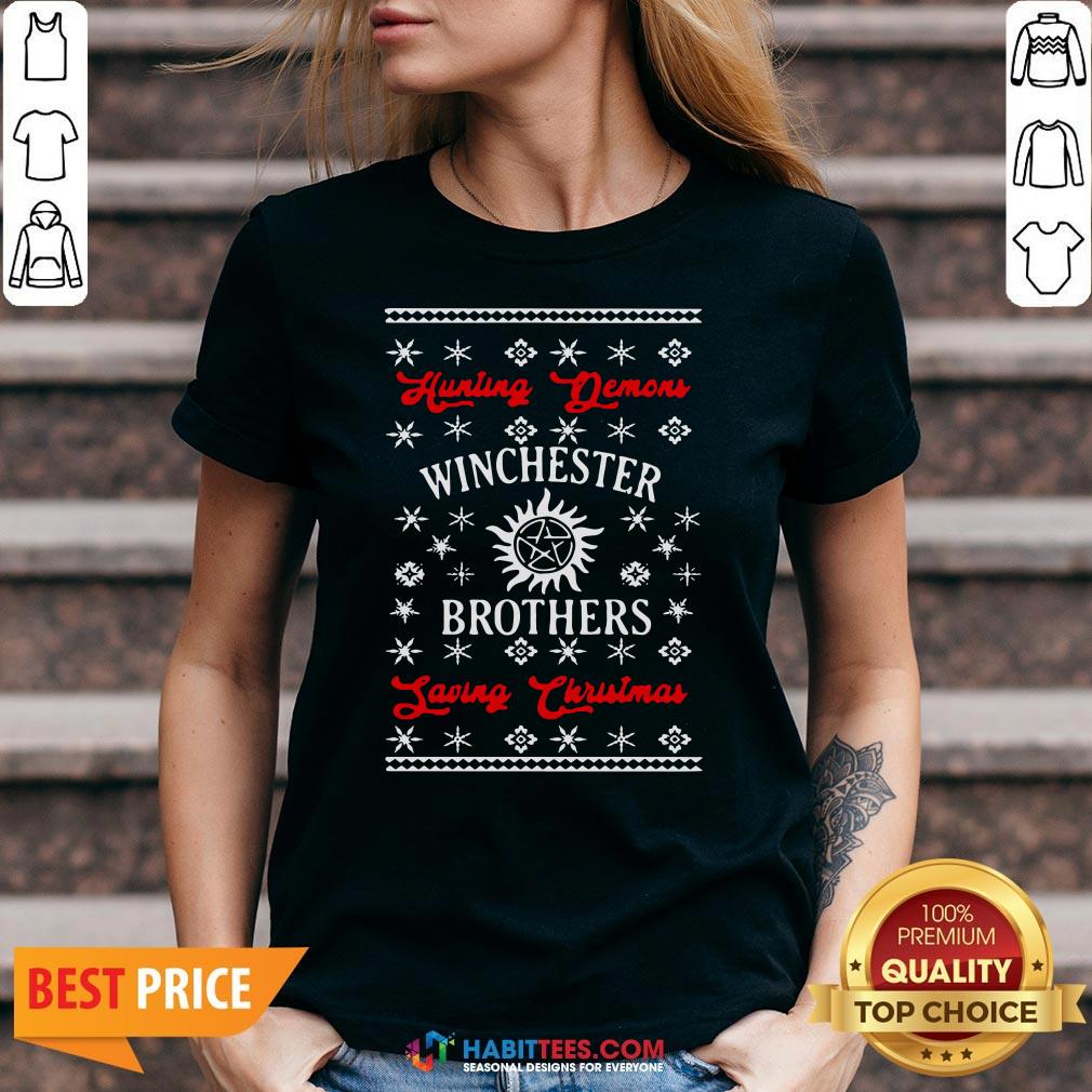 Nice Hunting Demon Winchester Brothers Living Christmas Shirt