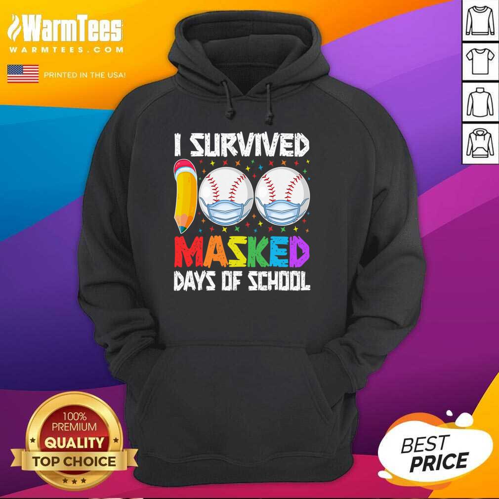 Nice I Survived 100 Masked Days Of School Baseball Wearing Mask Shirt