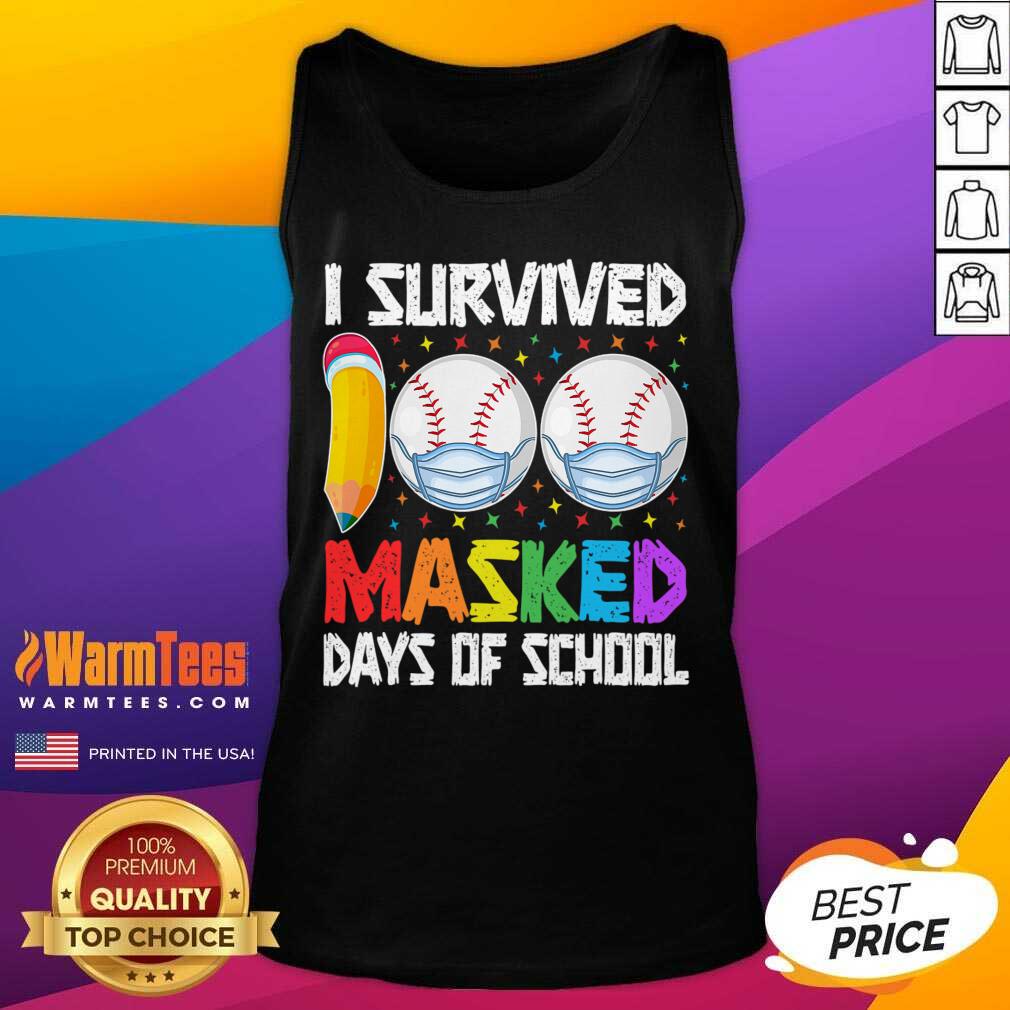 Nice I Survived 100 Masked Days Of School Baseball Wearing Mask Shirt