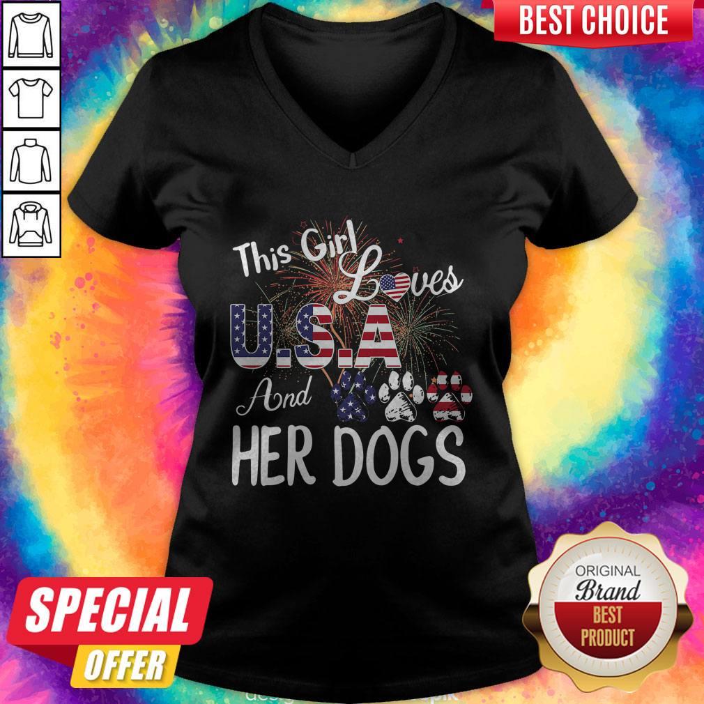 Nice Independence Day This Girl Loves USA And Her Dog Shirt