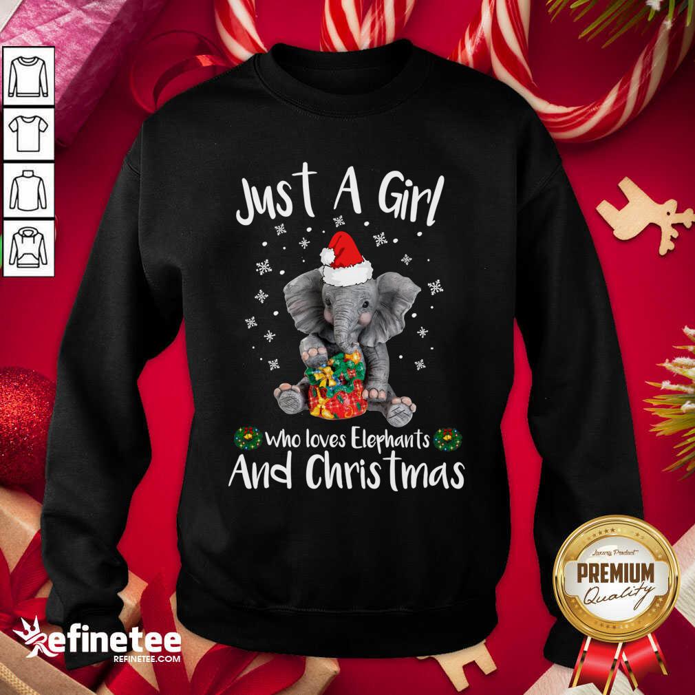 Nice Just A Girl Who Loves Elephants And Christmas Shirt