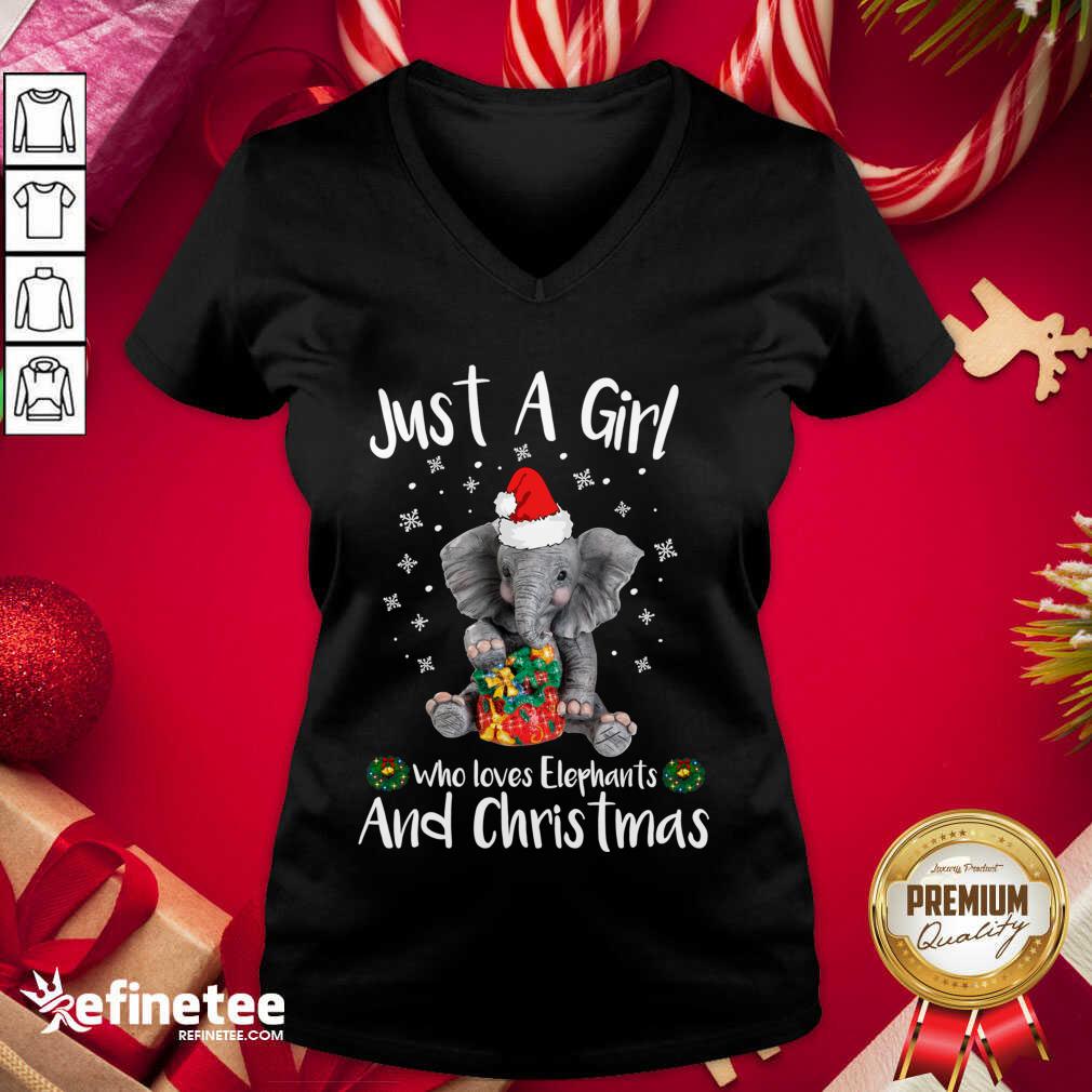 Nice Just A Girl Who Loves Elephants And Christmas Shirt