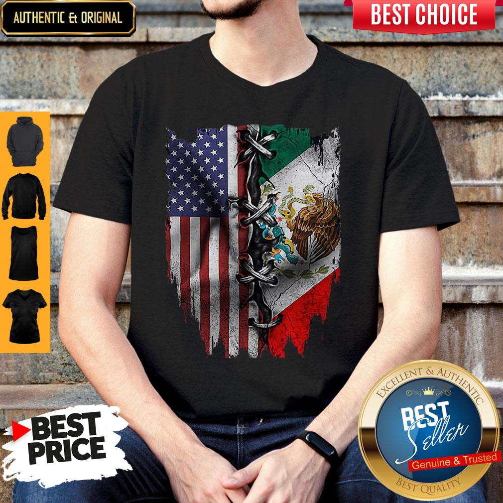 Nice Mexican And American Flag Shirt