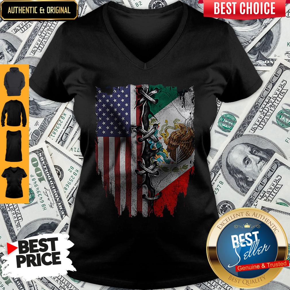 Nice Mexican And American Flag Shirt