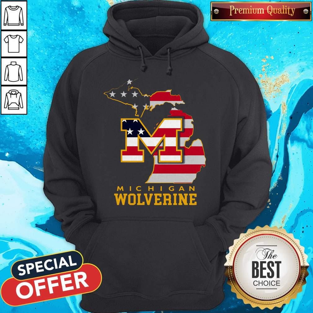 Nice Michigan Wolverine American Map Flag Shirt
