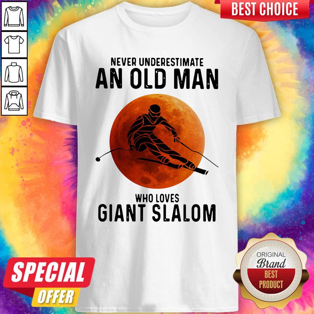 Nice Never Underestimate An Old Man Who Loves Giant Slalom Sunset Shirt