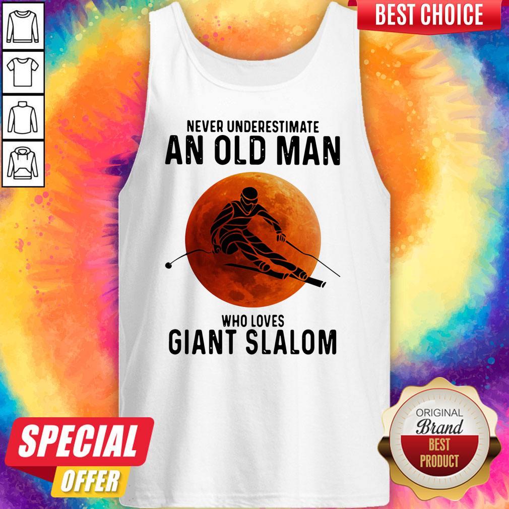 Nice Never Underestimate An Old Man Who Loves Giant Slalom Sunset Shirt