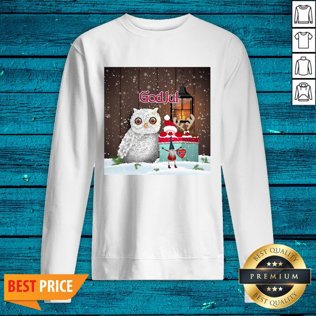 Nice Owl Nisse God Jul Merry Christmas Shirt