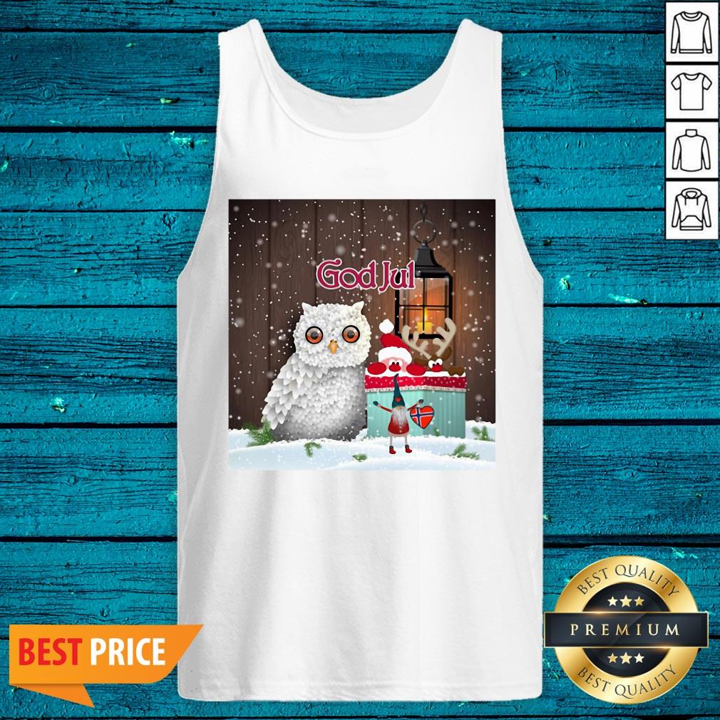 Nice Owl Nisse God Jul Merry Christmas Shirt