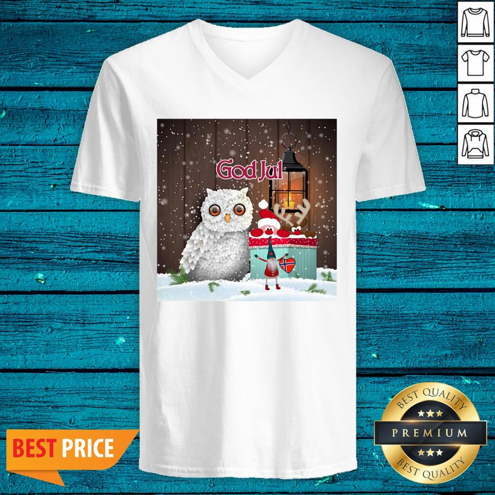 Nice Owl Nisse God Jul Merry Christmas Shirt