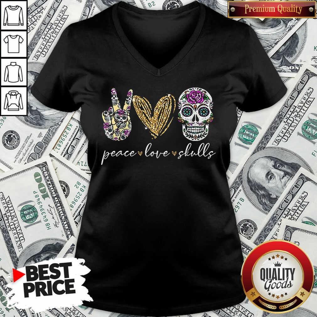 Nice Peace Love And Skulls Diamond Shirt