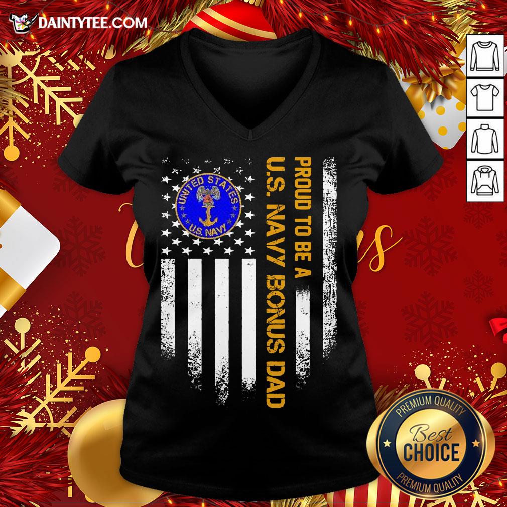 Nice Proud To Be A Us Navy Bonus Dad Vintage American Flag Shirt