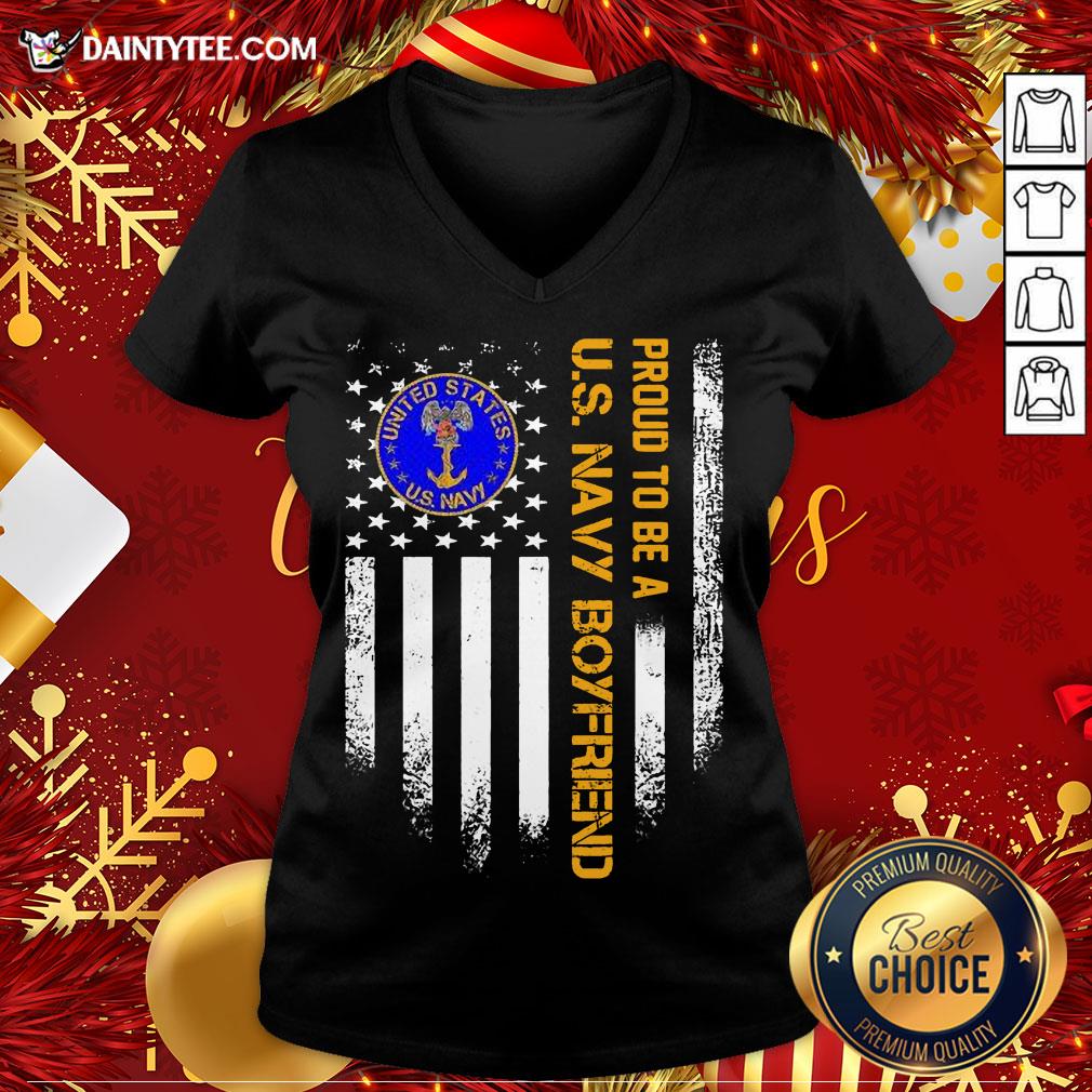 Nice Proud To Be A Us Navy Boyfriend Vintage American Flag Shirt