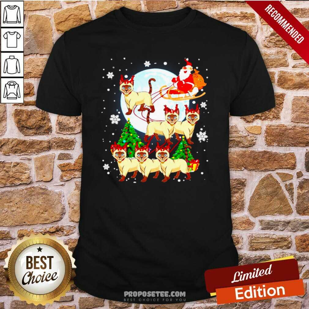 Nice Santa Claus Riding Siamese Reindeer Merry Christmas Shirt