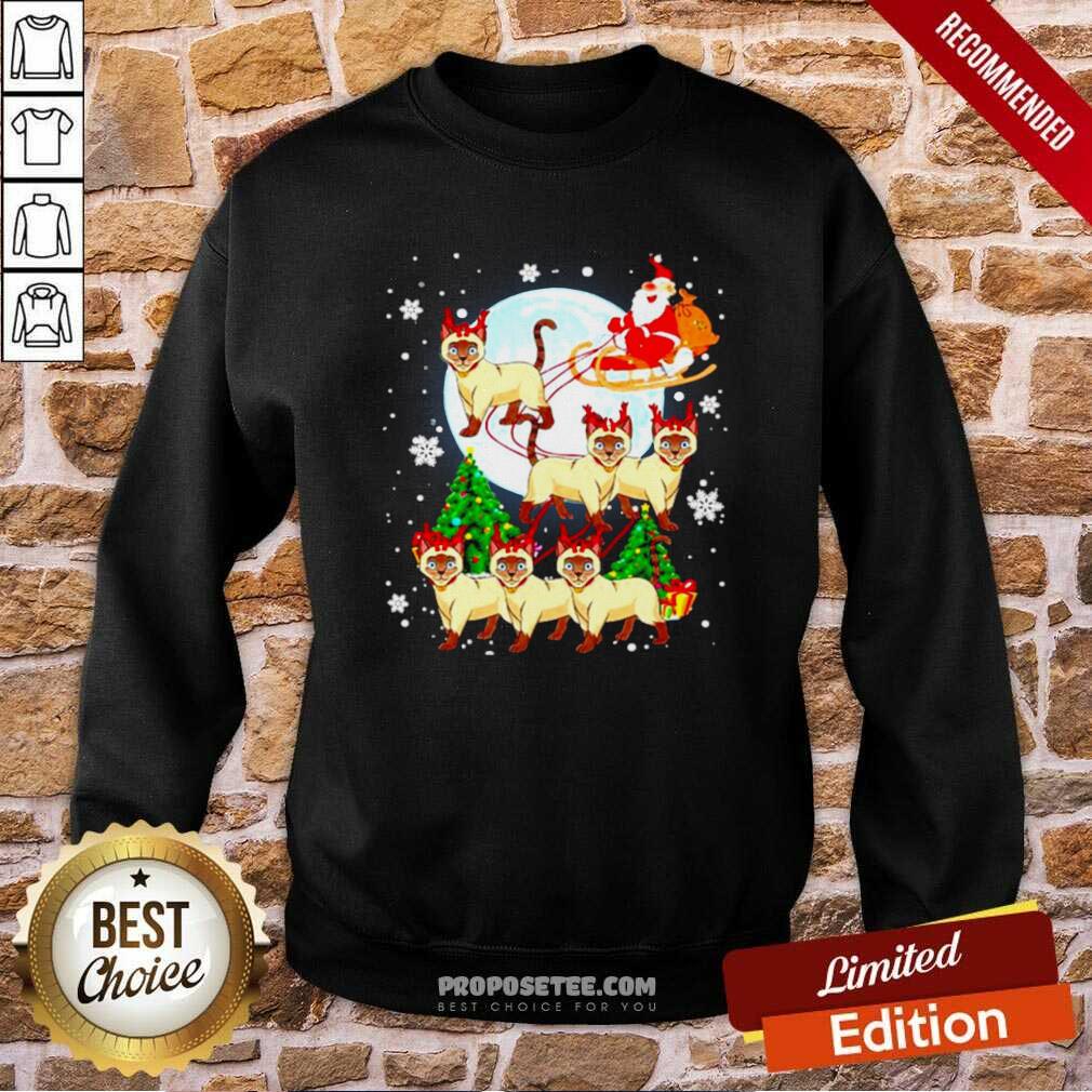 Nice Santa Claus Riding Siamese Reindeer Merry Christmas Shirt