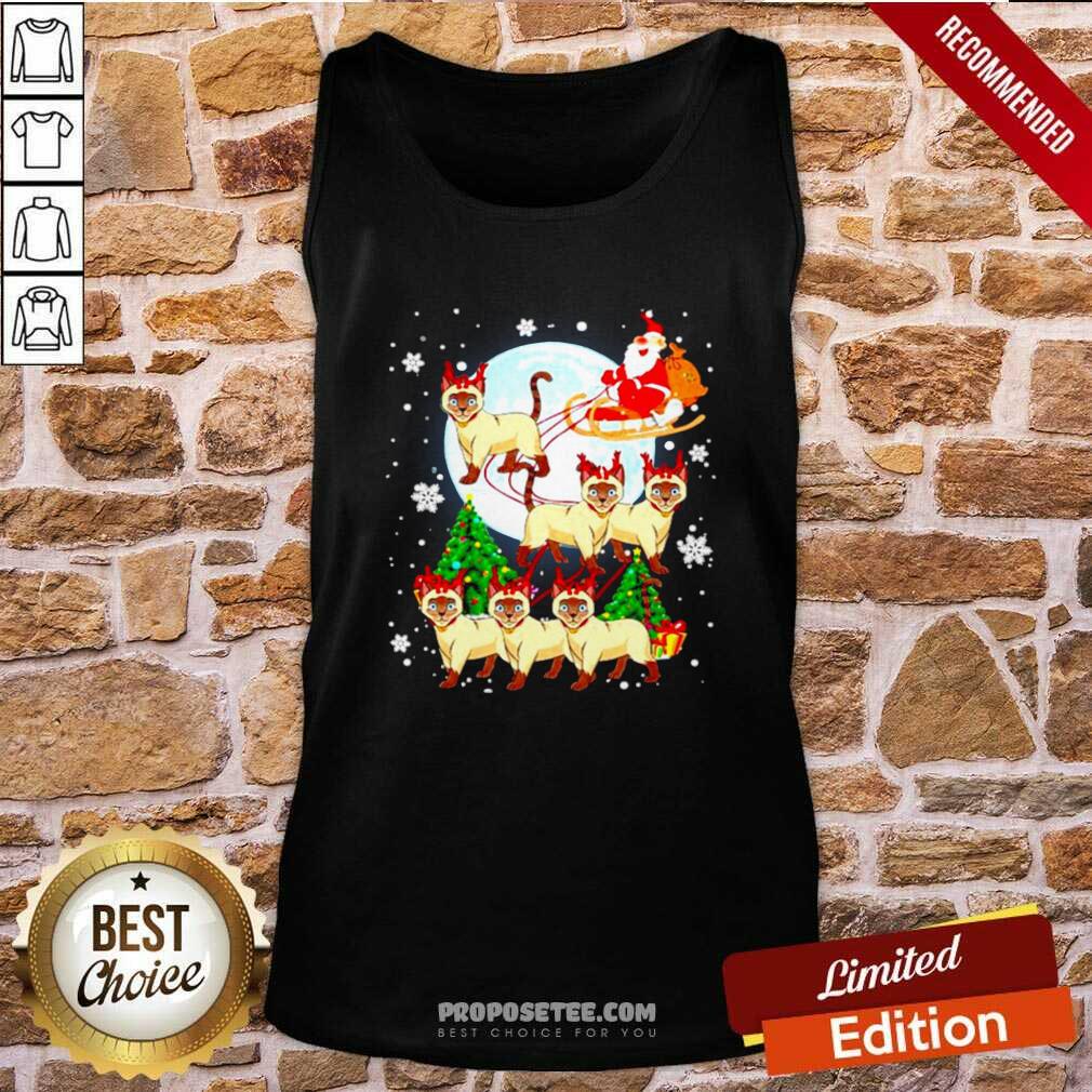 Nice Santa Claus Riding Siamese Reindeer Merry Christmas Shirt