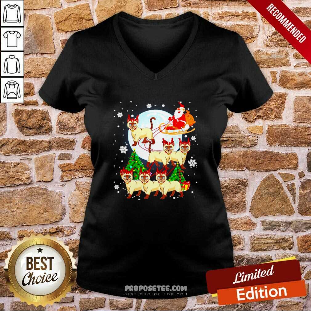 Nice Santa Claus Riding Siamese Reindeer Merry Christmas Shirt