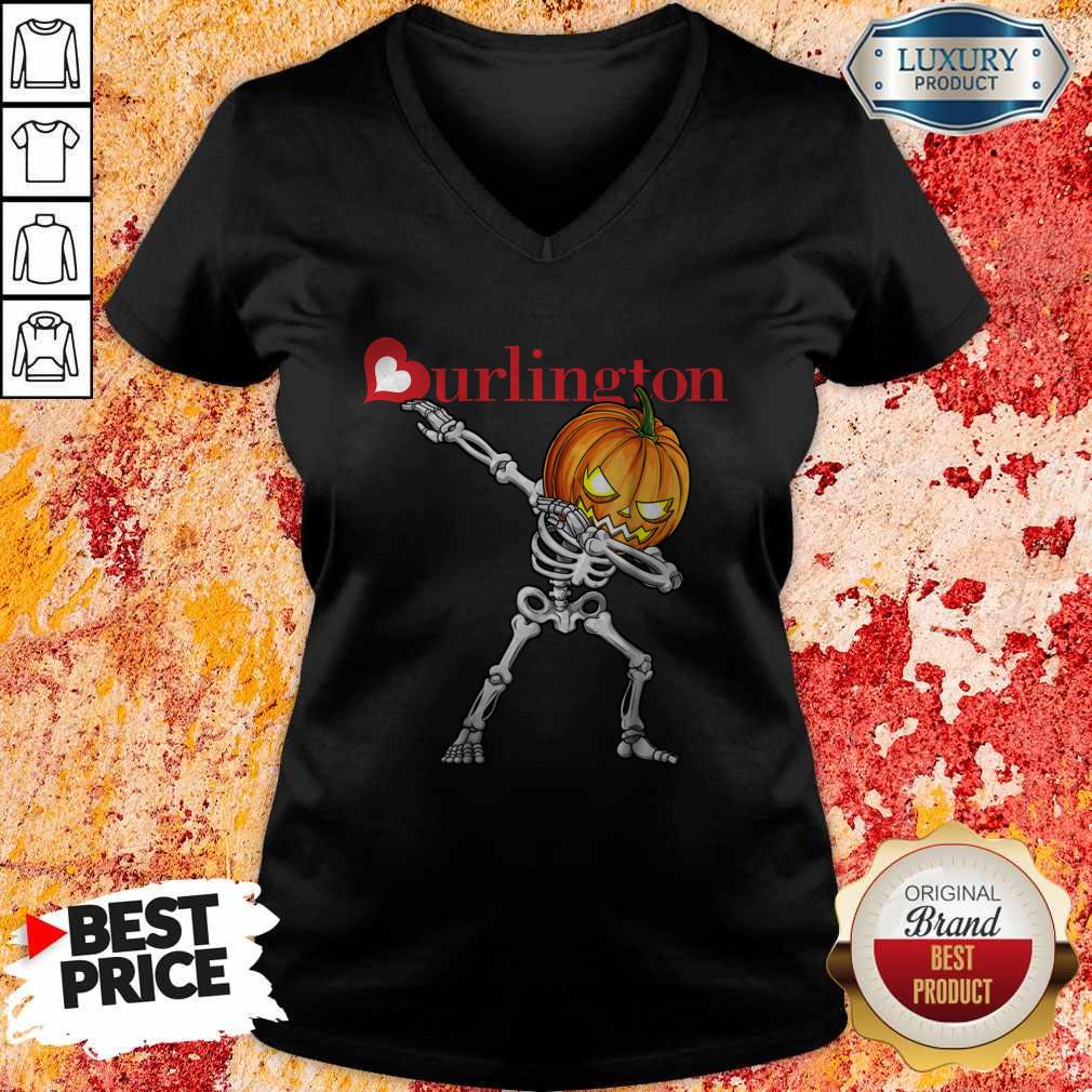 Nice Skeleton Dabbing Halloween Pumpkin Burlington Shirt