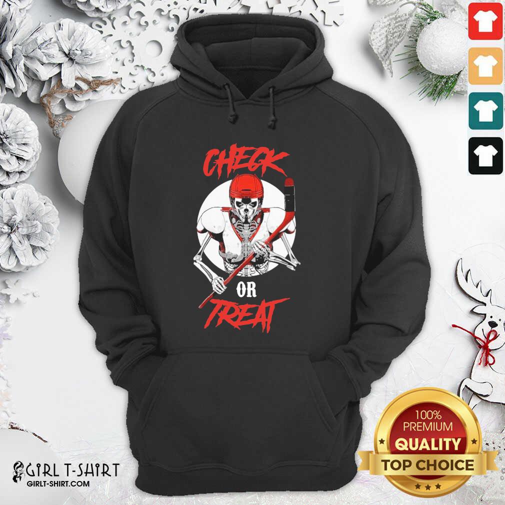 Nice Skeleton Hockey Check Or Treat Shirt