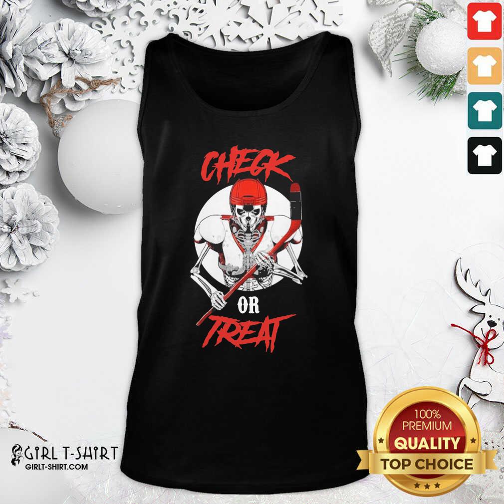 Nice Skeleton Hockey Check Or Treat Shirt