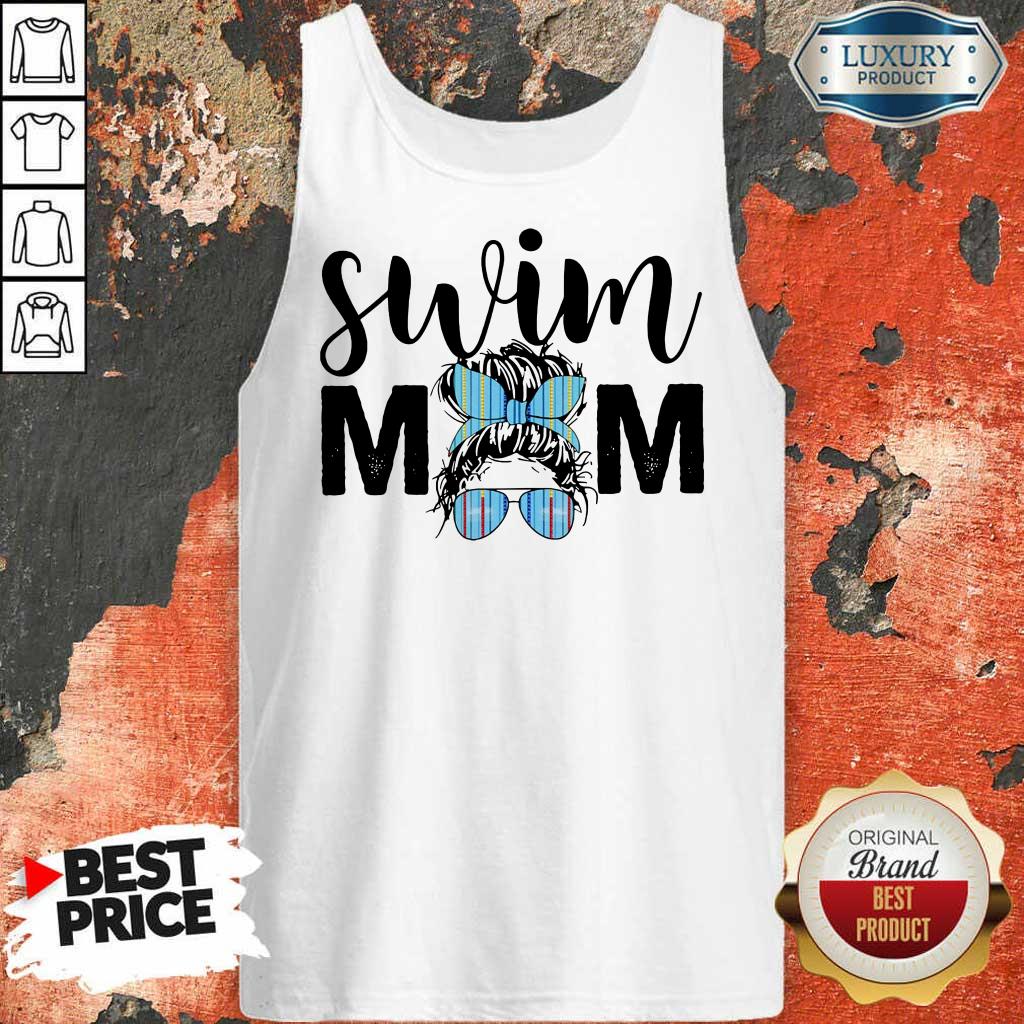 Nice Swim Mom Girl Bun Hair Glasses Shirt
