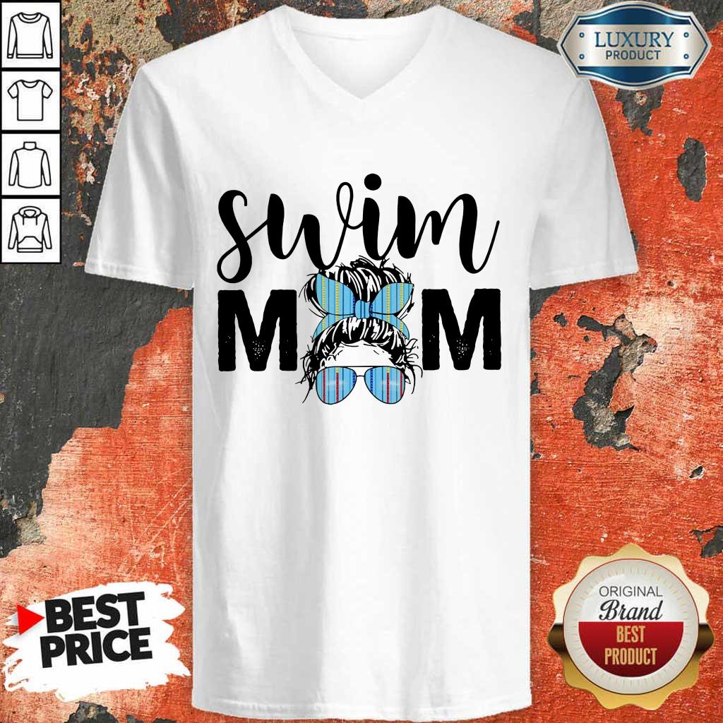 Nice Swim Mom Girl Bun Hair Glasses Shirt