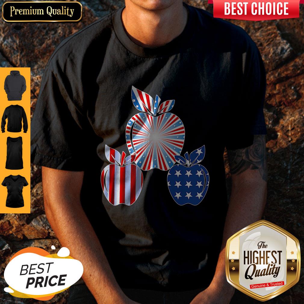 Nice Teacher Apples American Flag Independence Day Shirt