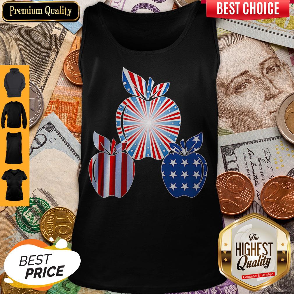 Nice Teacher Apples American Flag Independence Day Shirt