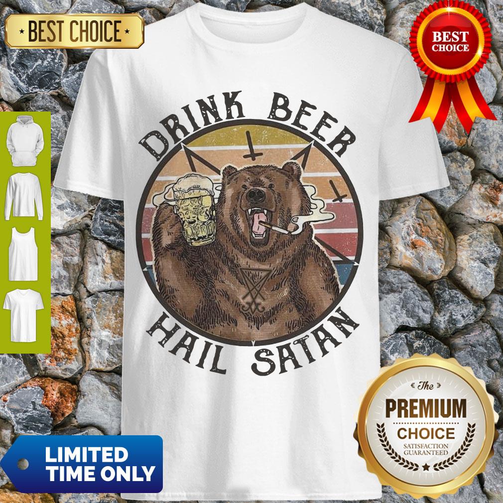 Nice The Bear Drink Beer Hail Satan Shirt