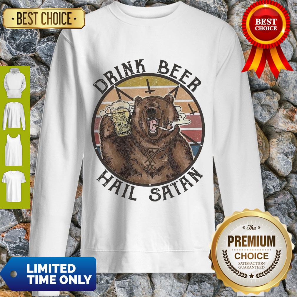 Nice The Bear Drink Beer Hail Satan Shirt