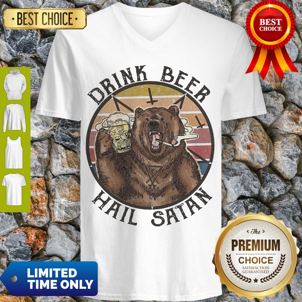 Nice The Bear Drink Beer Hail Satan Shirt