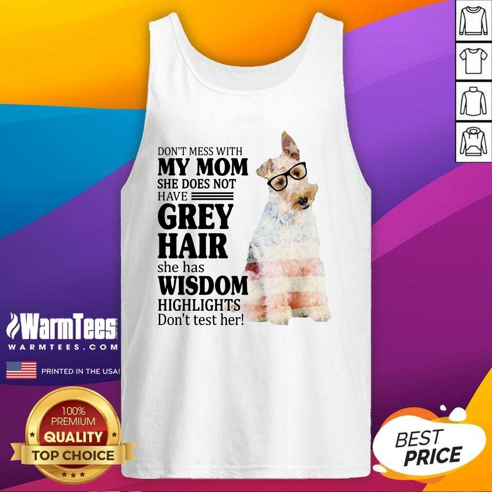 Nice Wire Fox My Mom Grey Hair Wisdom Highlights American Flag Shirt