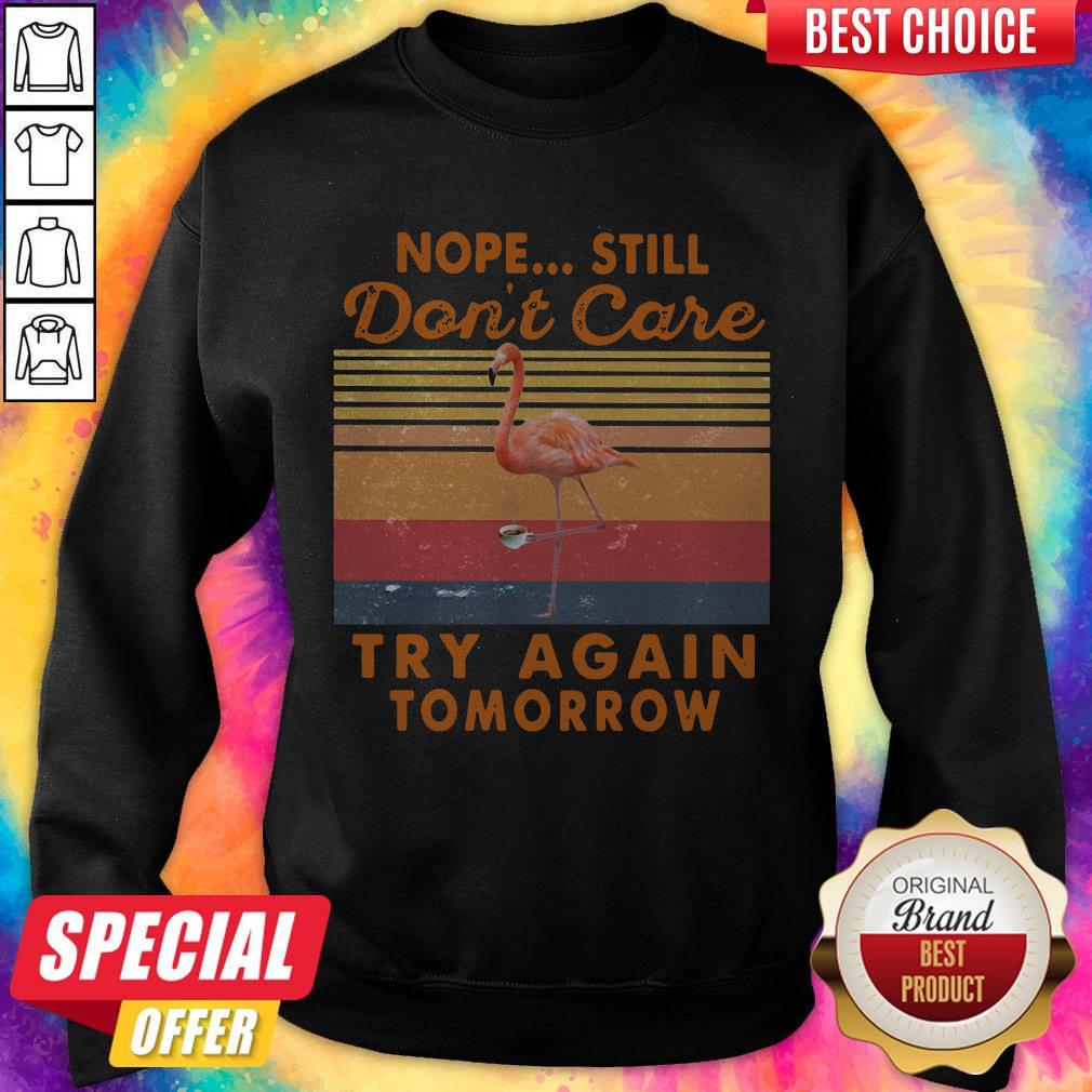 Nope Still Don’t Care Try Again Tomorrow Flamingo Vintage Shirt