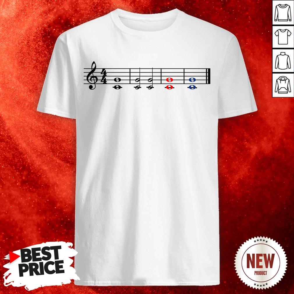 Note Music Teacher Red Fifth Blue Fifth Shirt