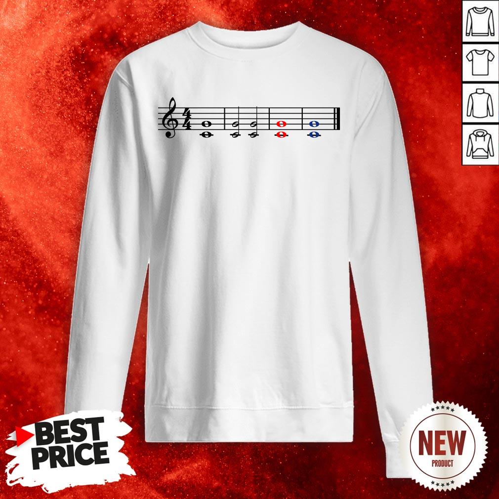 Note Music Teacher Red Fifth Blue Fifth Shirt