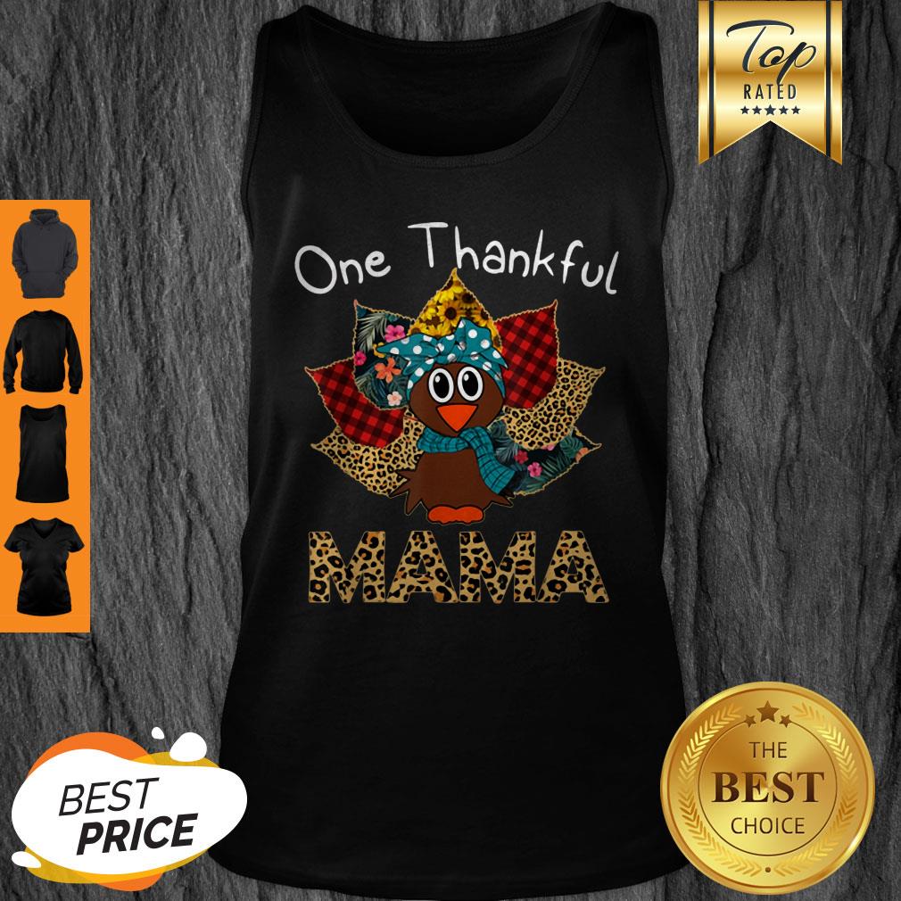 Pretty One Thankful Mama Turkey Leopard Plaid Thanksgiving Shirt
