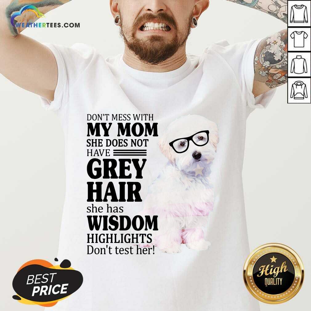 Pretty Maltipoo My Mom Grey Hair Wisdom Highlights American Flag Shirt