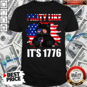 Black Cat Party Like Its 1776 Shirt