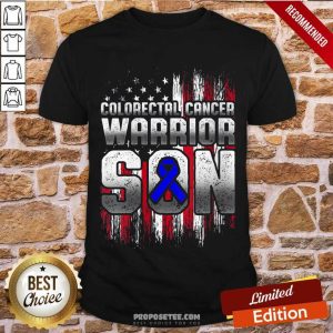 Nice Colorectal Cancer Warrior Son Ribbon American Flag Shirt