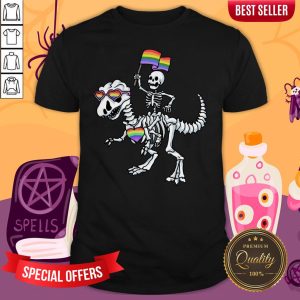 Halloween LGBT T Rex Dinosaur Skeleton Gay Pride Shirt